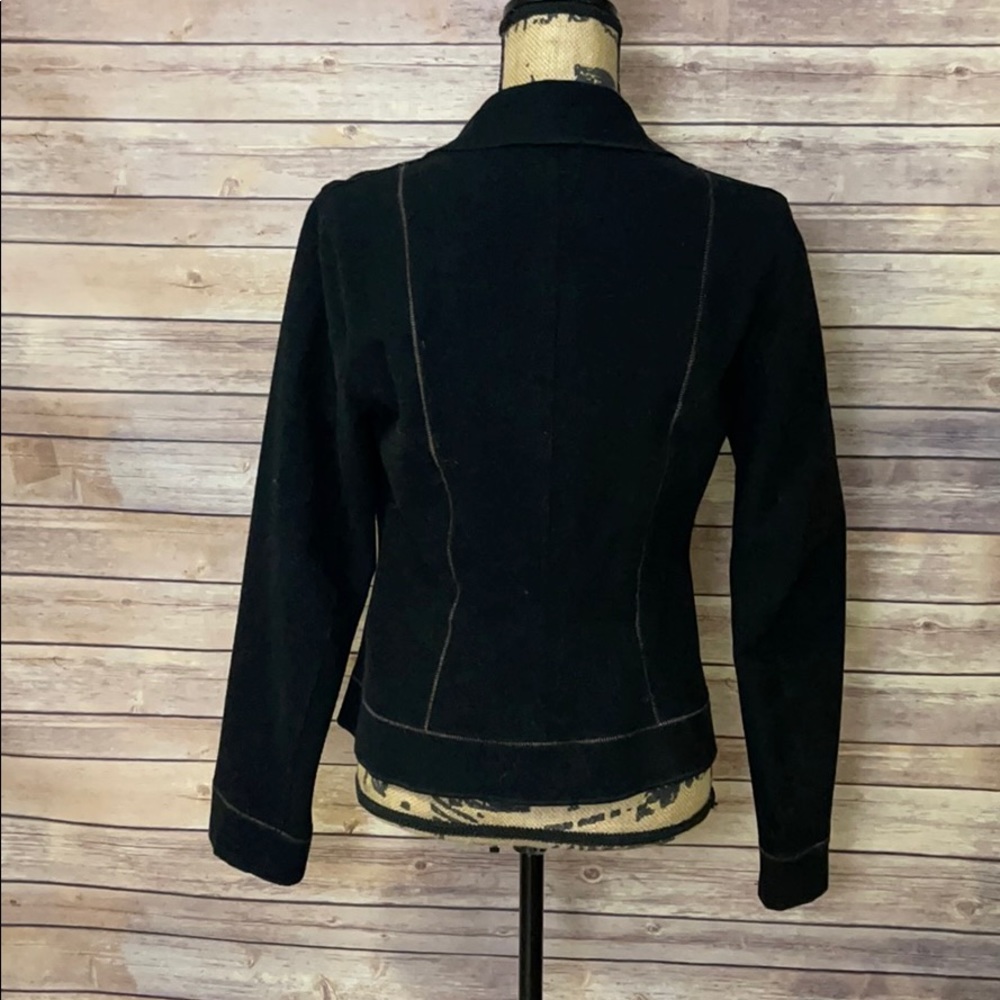 Transit Black Leather Accents Black Jacket 2 - Picture 4 of 6